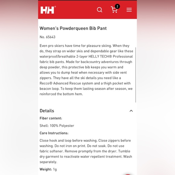 Helly Hansen Powderqueen Bib Ski Pants Small Gently Used - Picture 4 of 4